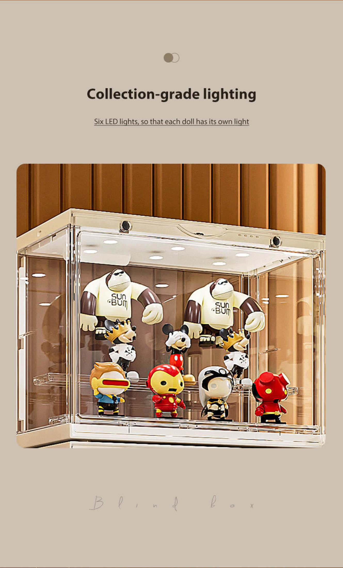 Acrylic Display Case for Mini Figures with LED Light POP MART ...