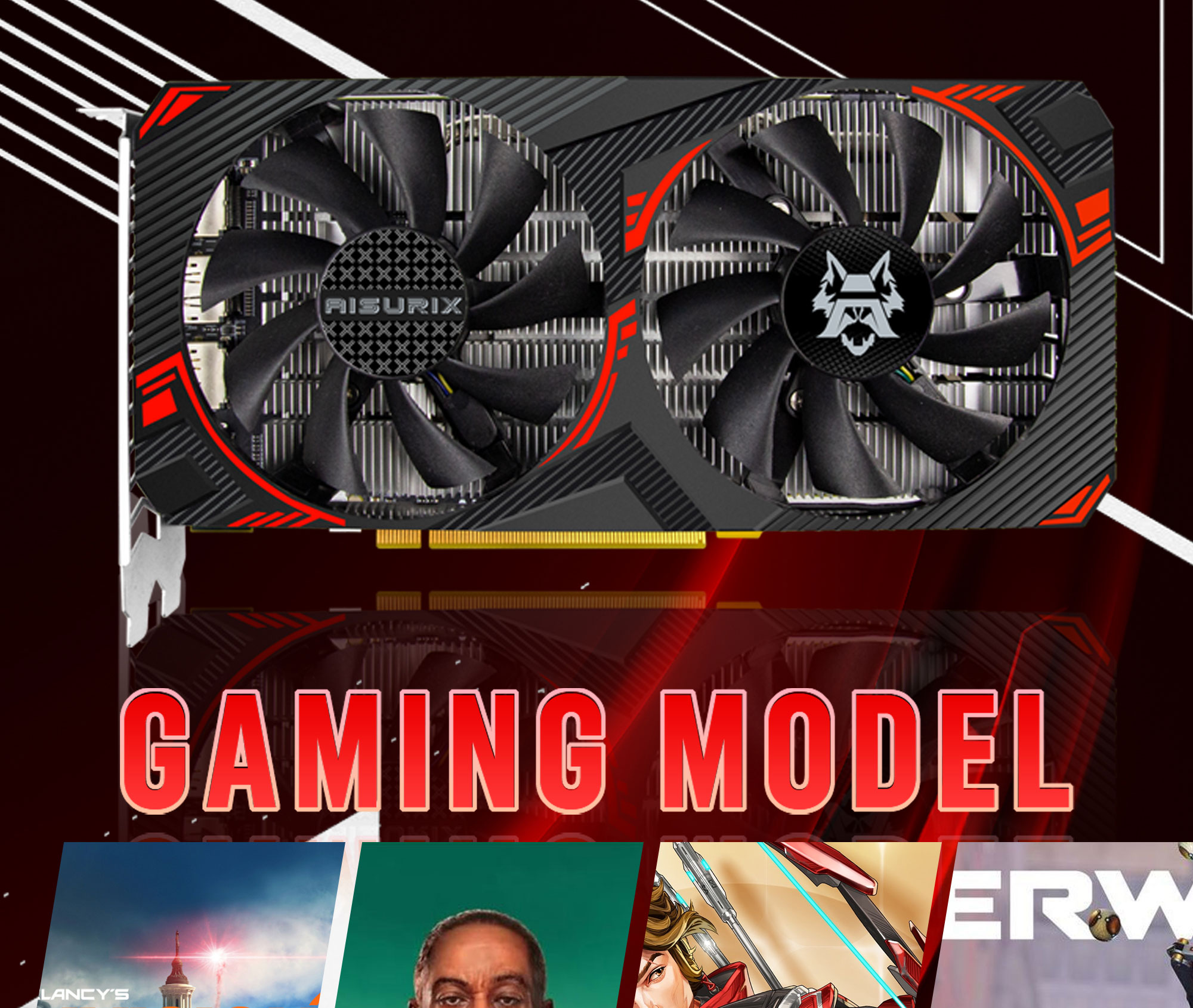 AISURIX RX580 8G Graphics Cards AMD GDDR5 GPU RX 580 8GB 256Bit 2048SP ...