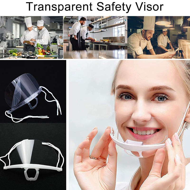10pcs Transparent Food Service Mask Anti-fog Ultra Light Reusable Face ...