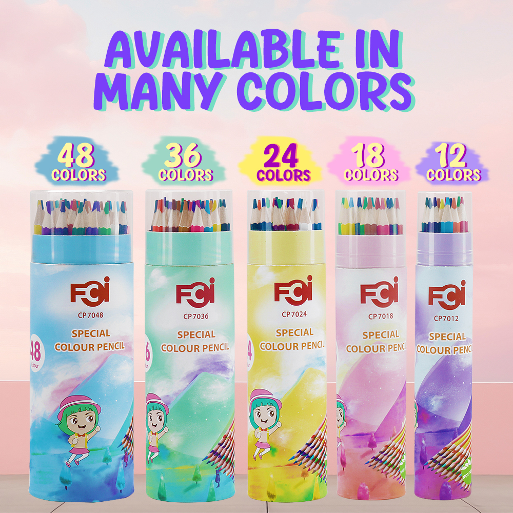 FCI Color Pencil Set 12/18/24/36/48Color For Drawing Sketching Kids ...