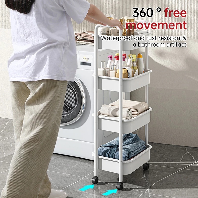 Trolley Cart Moving Rack Kitchen Storage Shelf 3-4-5Tier Cabinets ...