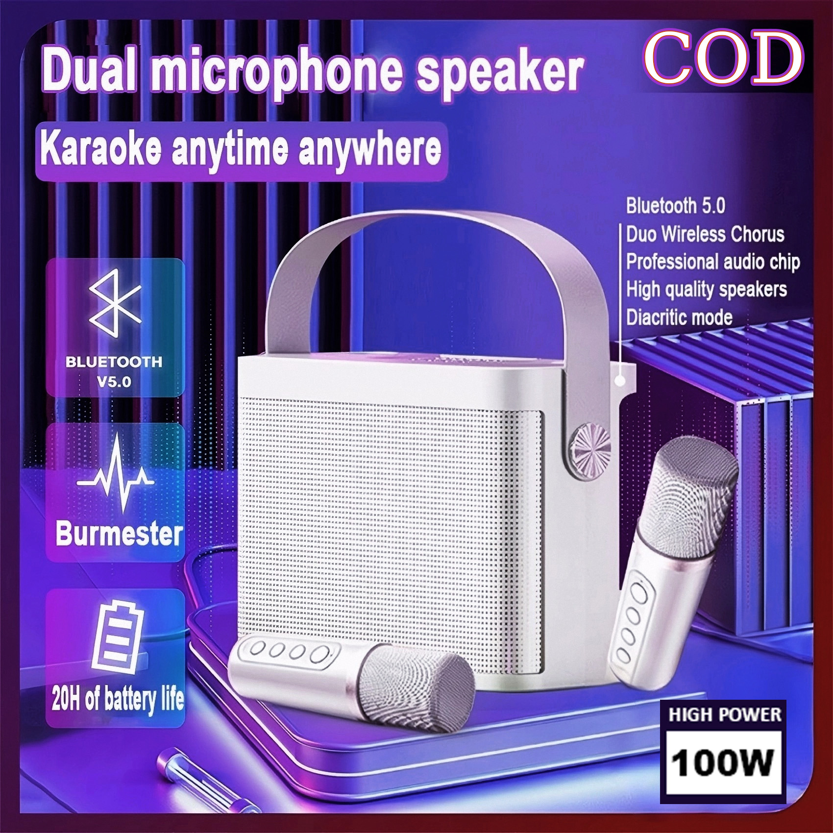 Original Genuine Wireless Bluetooth Dual Microphone Karaoke Speaker 3D ...