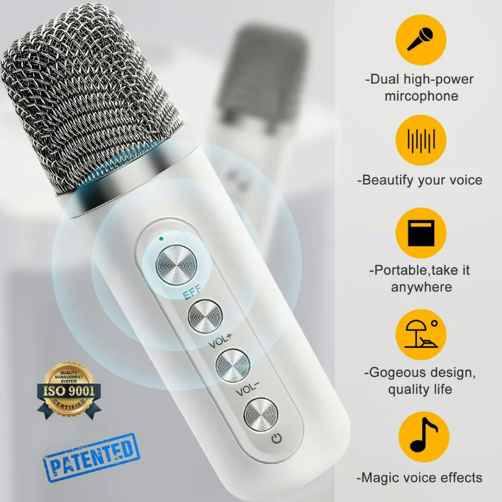Bluetooth Speaker with mic Wireless Bluetooth Dual Microphone Karaoke ...
