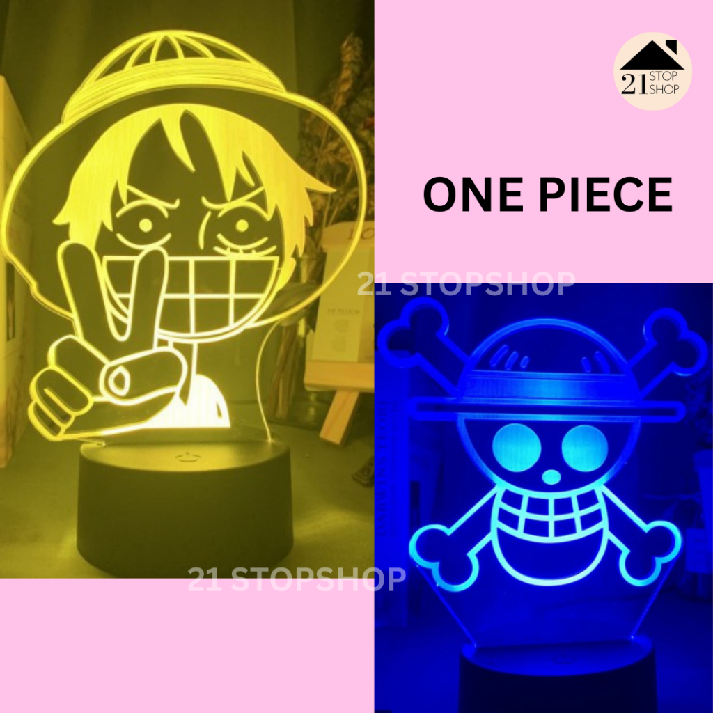 21SHOP LUFFY ONE PIECE Anime 3D Acrylic LED Lamp Night Lamp Table Desk ...