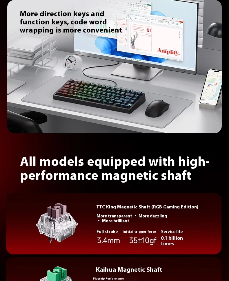 MCHOSE Jet 75 Hall Effect Magnetic Switch 0.1ms Latency RGB 75% Hot ...