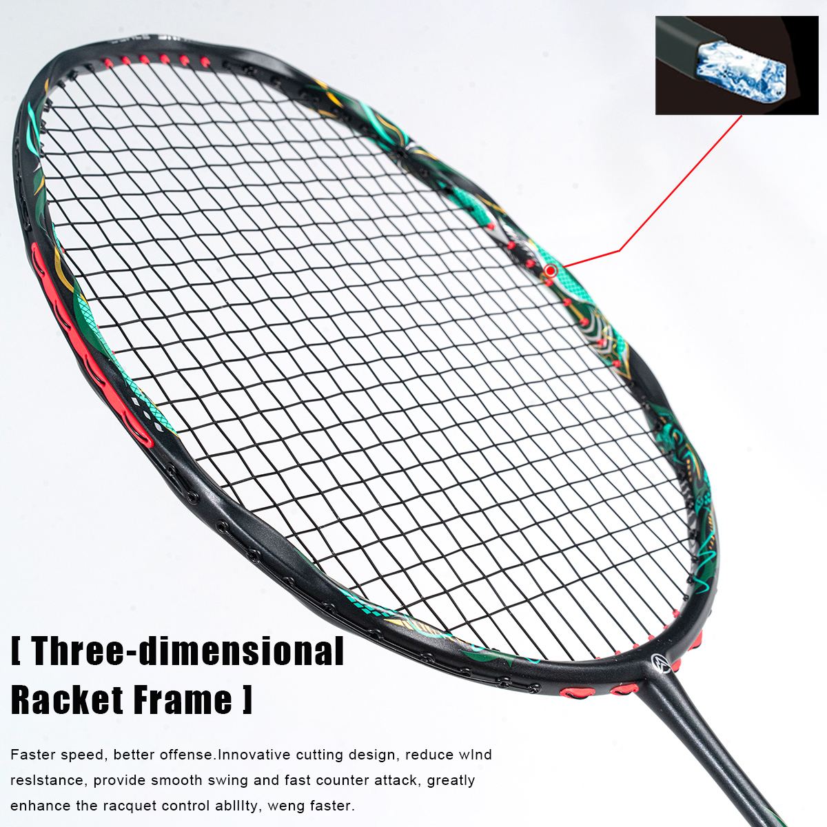 ALP V5 Snake 30LBS 5U G6 Wave Frame 100% Original Carbon Badminton ...