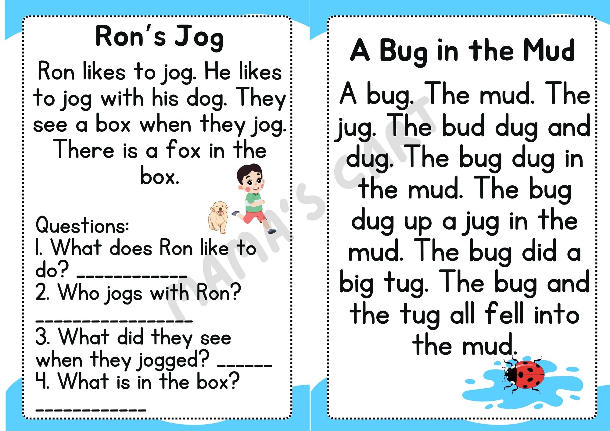 CVC SHORT STORIES FOR EARLY READING PHONICS AND COMPREHENSION PRACTICE ...