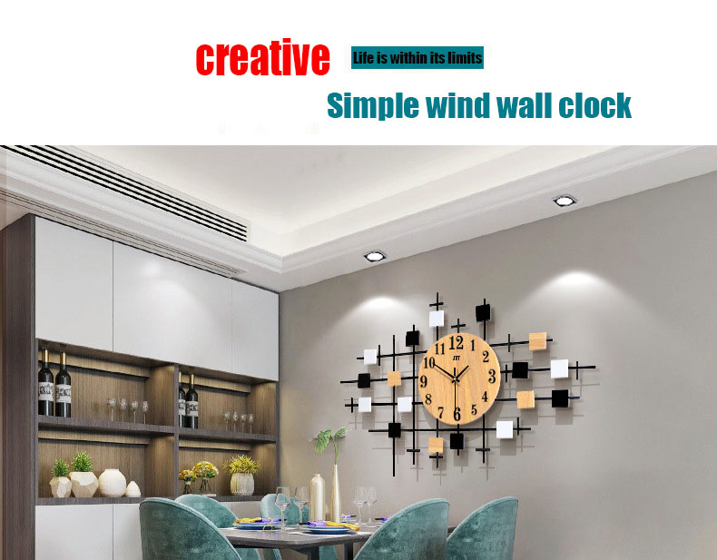 Nordic Simple Watch Living Room Solid Wood Wall Clock Furniture wall ...