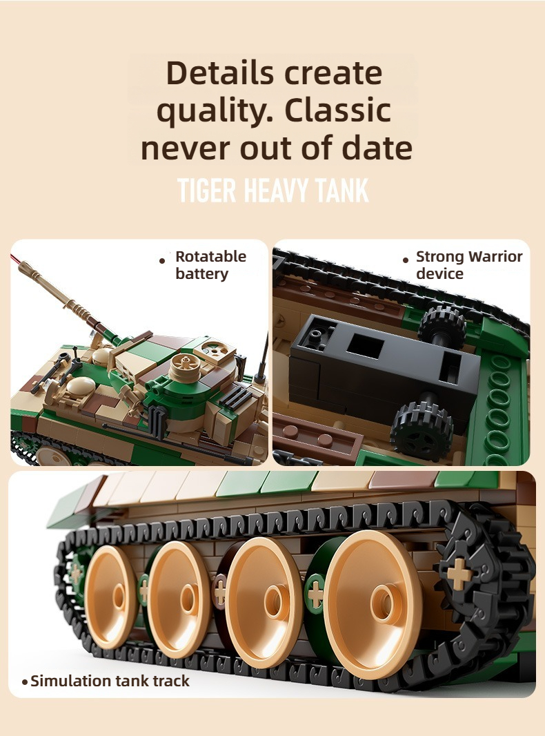 TOYLINX Tiger Tank Building Blocks Toys Military Model Toy Educational ...