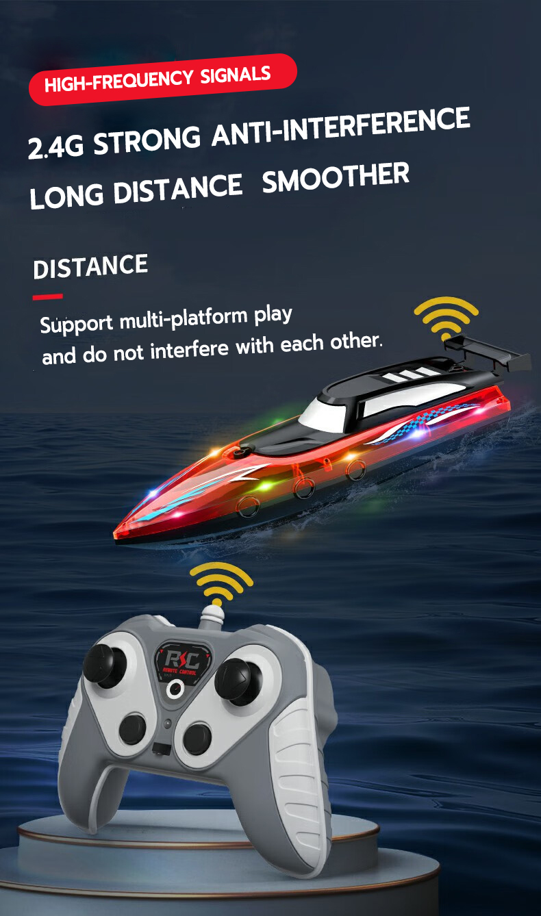 Rc boat Remote control Light Remote Control Boat Toy Medium High-Speed ...