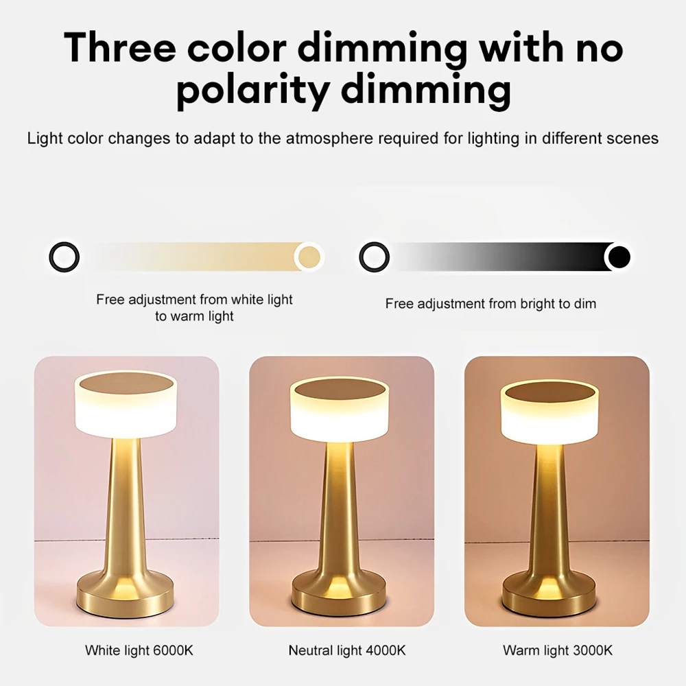 Smart Desk Lamp Golden Bar Lamp Touch Control Mini Table Light Warm ...