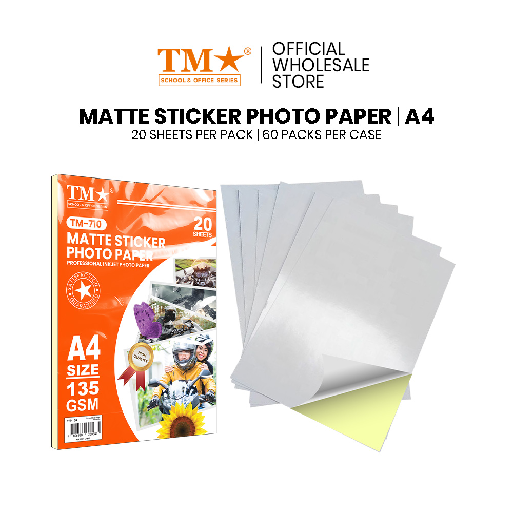 TM | 60 packs Matte Sticker Photo Paper A4 135 GSM (TM-710) | Shopee ...
