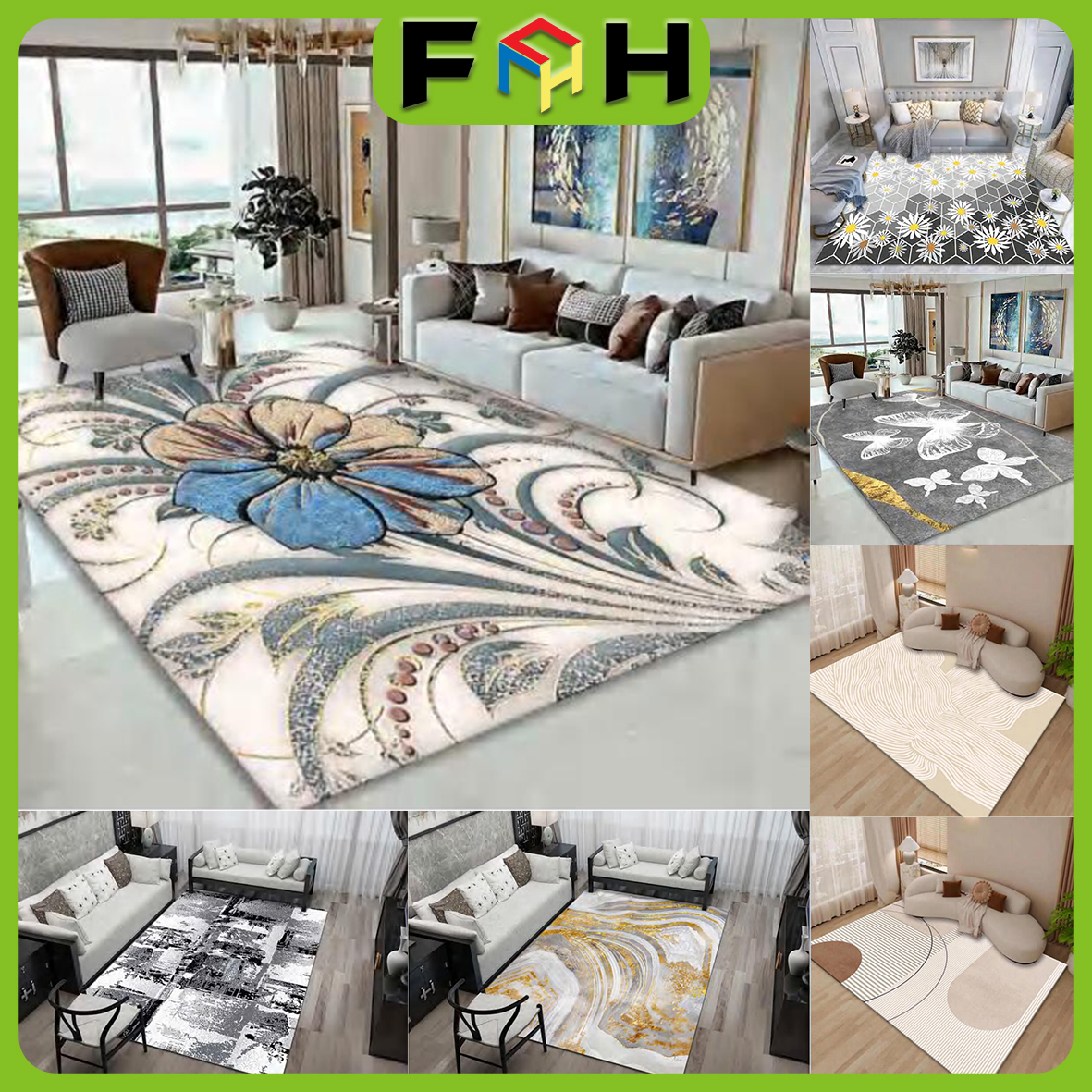 Soft Velvet Rug 150x180cm - Washable Short Pile Carpet for Living Room ...