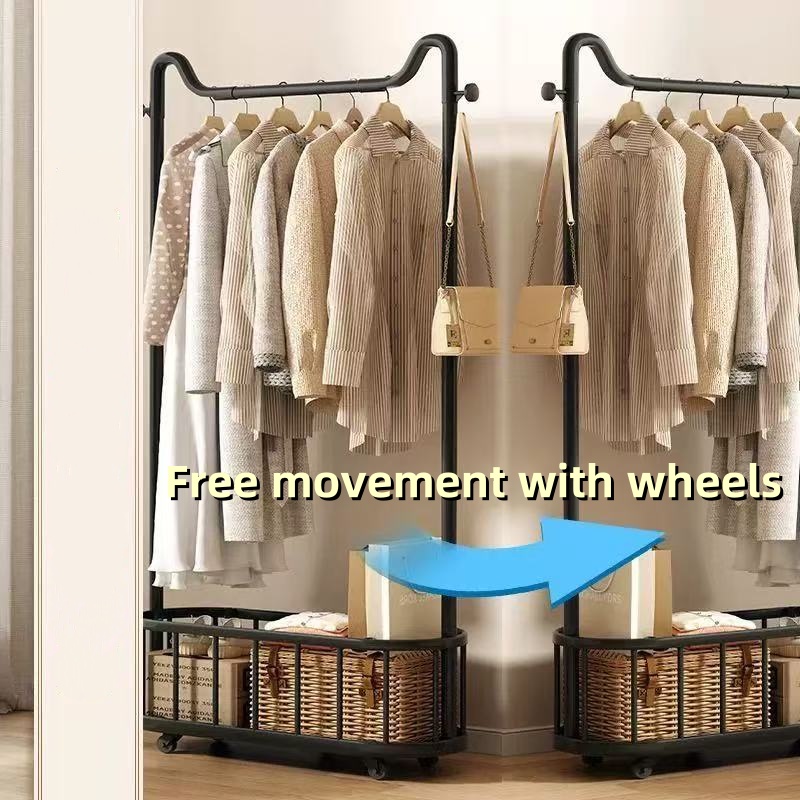 Stand Alone Clothes Rack Metal Clothing Rack Removable Mesh Basket ...