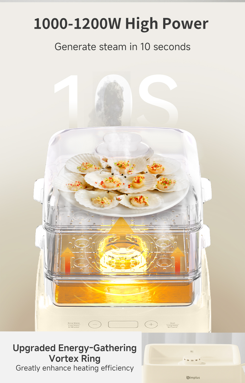 Simplus Electric Food Steamer Multifunction Smart Timer 14L/12L/21L ...