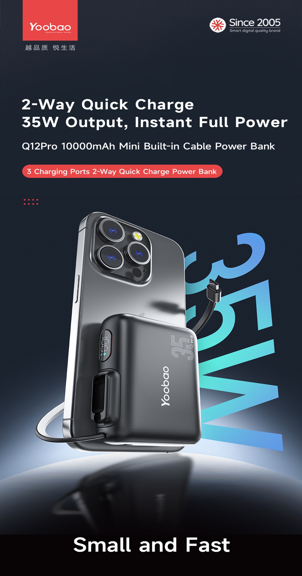Yoobao Q12 Pro 10000mAh 2 Way Quick Charge PowerBank Lightweight Design ...