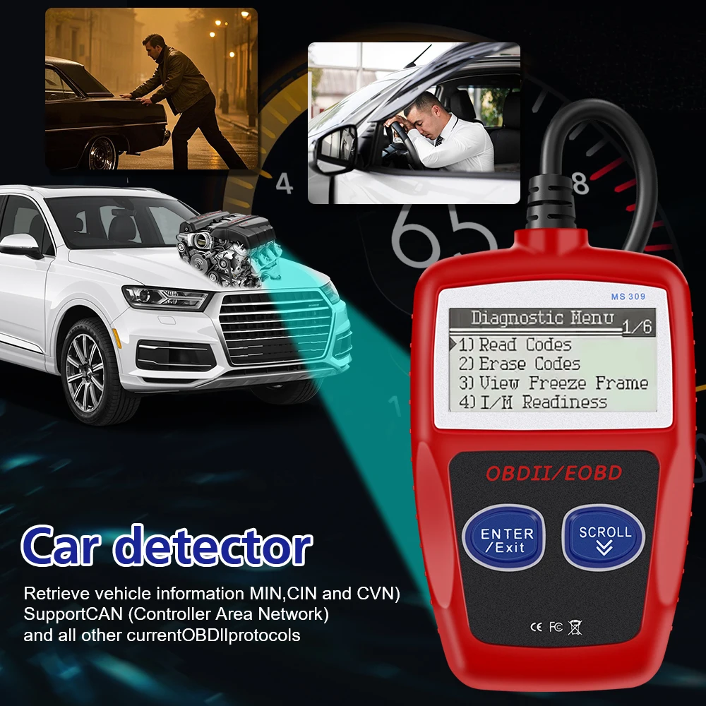 【COD】MS309 CAN BUS OBD2 car Code Reader EOBD OBD II Diagnostic Tool ...