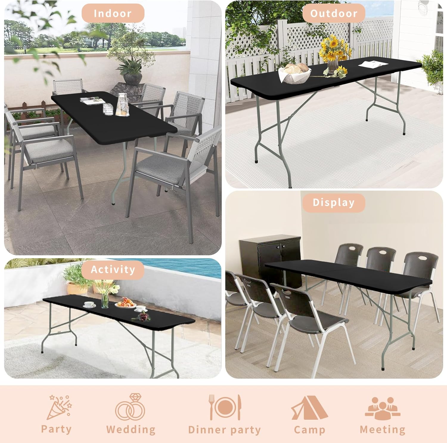 Hikeman 4FT 6FT Heavy Duty Folding Table Banquet Outdoor Camping Table ...