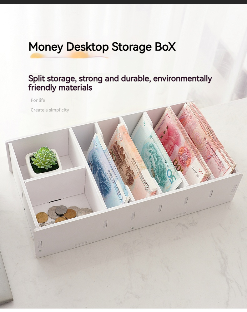 Money Desktop Storage BoX Financial Coin Storage Box, Banknote Cash ...