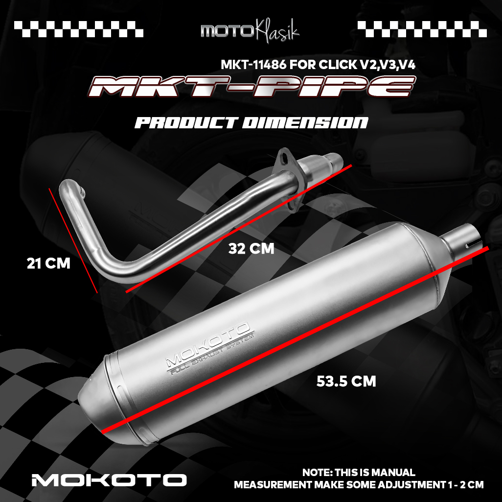 MOKOTO CLICK V2/V3/V4/V5 FULL EXHAUST PIPE SYSTEM MID POWER STAINLESS ...