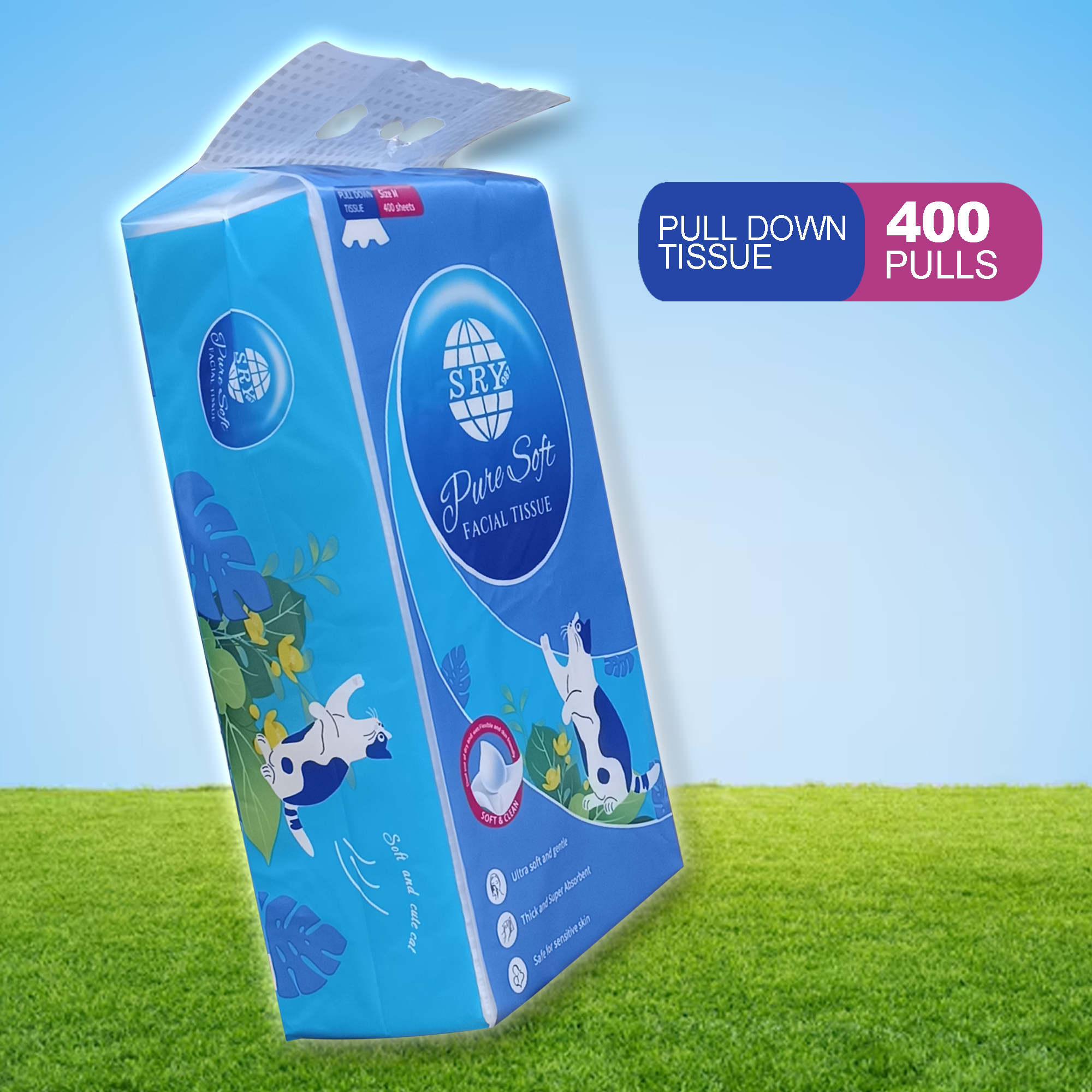 SRY 400 Sheets Pure Soft Pull Down Tissue (SRY-010) | Shopee Philippines