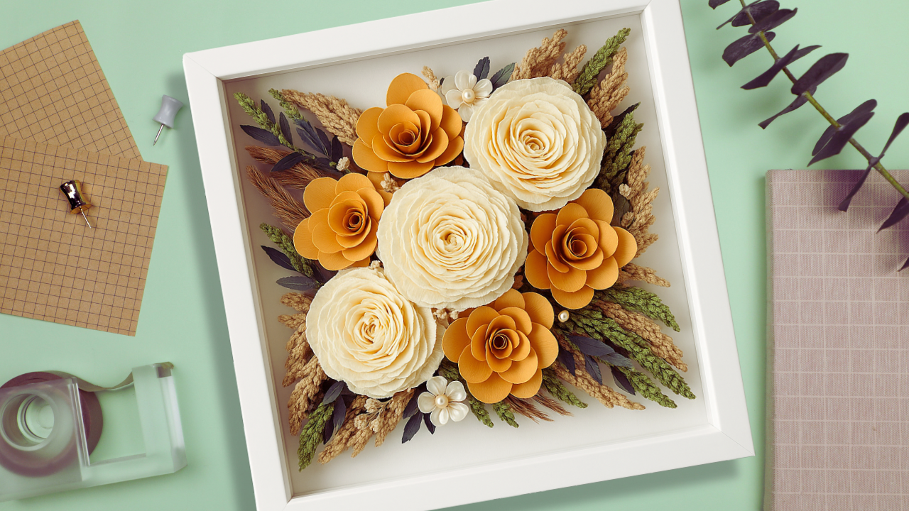 100% Glass Shadow Box Frame 3D Hollow Wooden Display Art Box Flower ...
