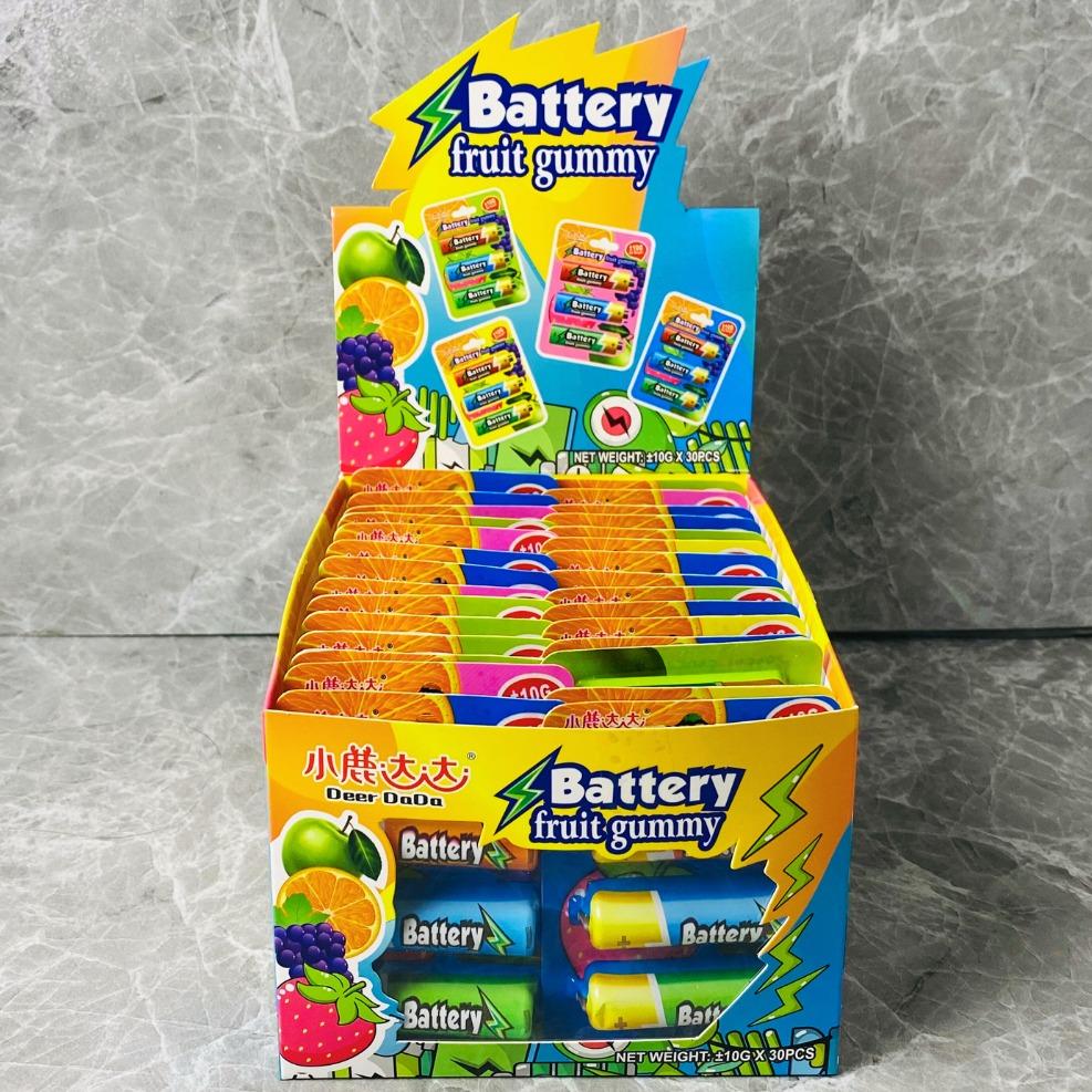 30 Pcs Battery Fruit Gummy Sugar Coated Assorted Fruity Flavor Chewy ...