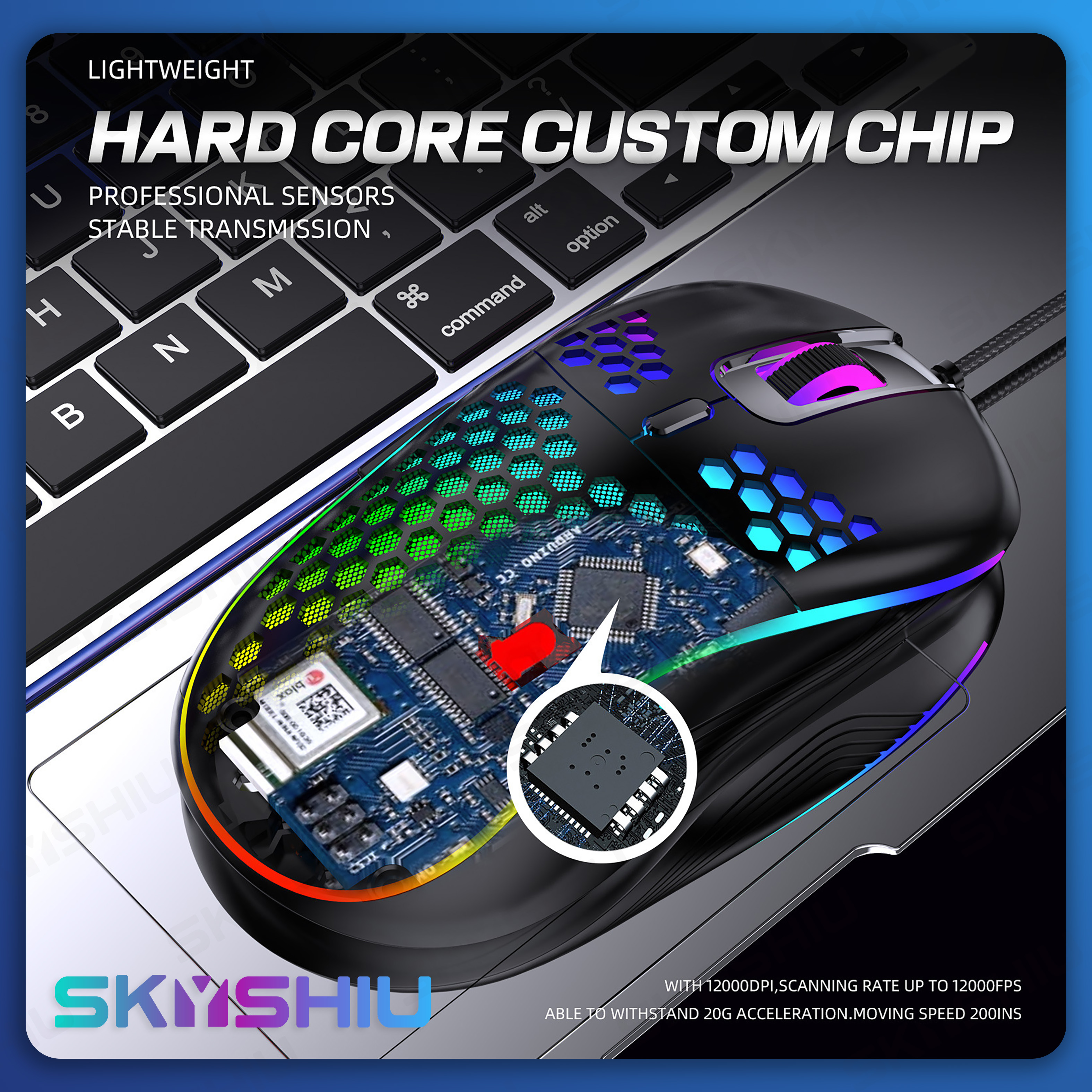 SKYSHIU M1 RGB Hollow Mouse Wired Gaming Mouse Lightweight Compatible ...