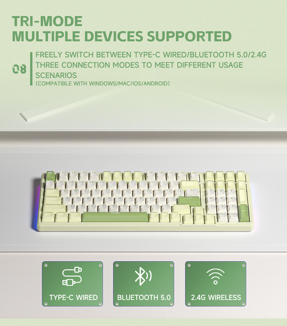 FURYCUBE K99 PRO Keyboard Gaming Wireless RGB Gasket Structure 5Pin ...