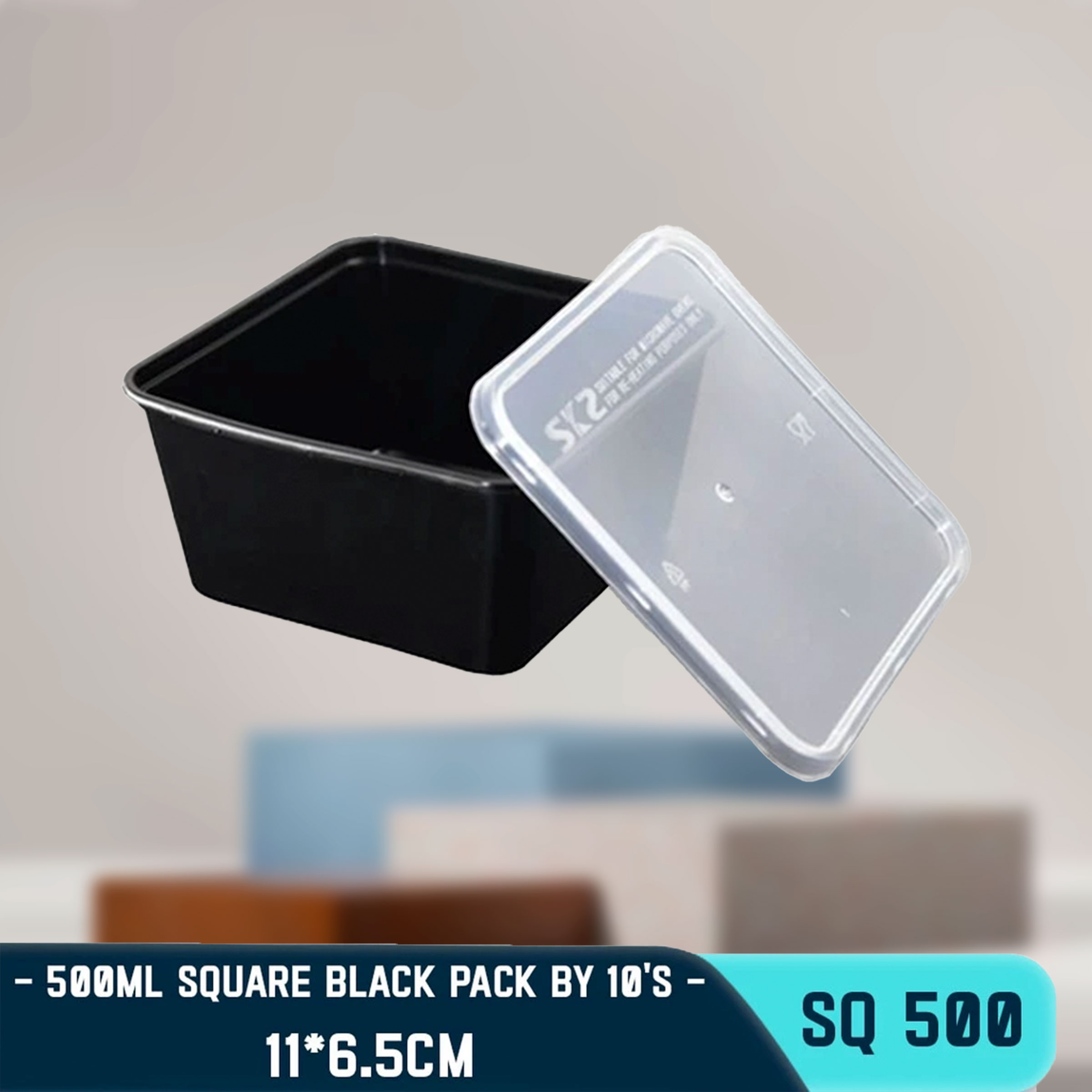 G&g_10pcs SQ500 Microwavable Food Storage Container Square 500ml ...