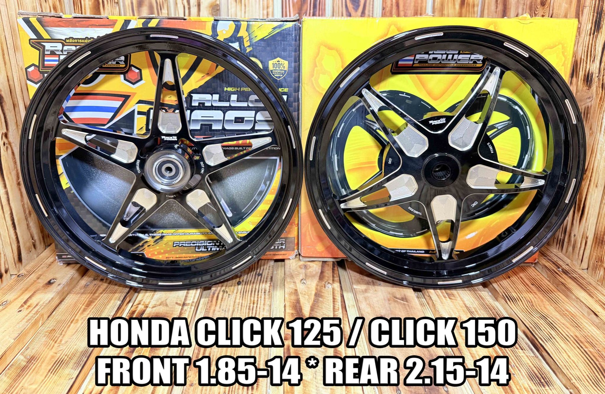 MIOLS1 BRAND NEW RACE POWER CNC MAGS 14s 5 SPOKES HONDA CLICK 125 ...