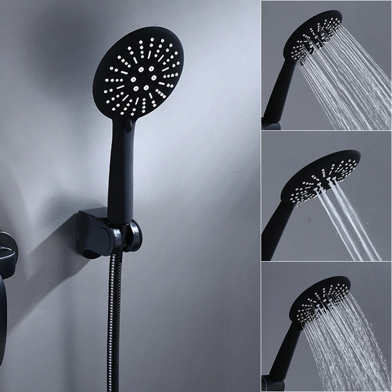 Matte Black Bathroom Shower Faucets Bath Shower Mixer Control Valve Water Tap Shower set ...