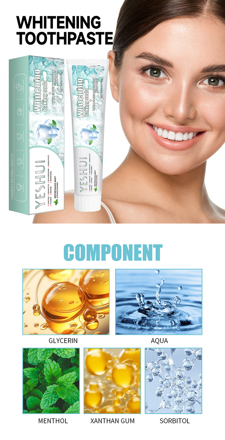 YESHUI Buy 1 Take 1 Soda Toothpaste Hyaluronic Acid Baking Dual-Effect ...