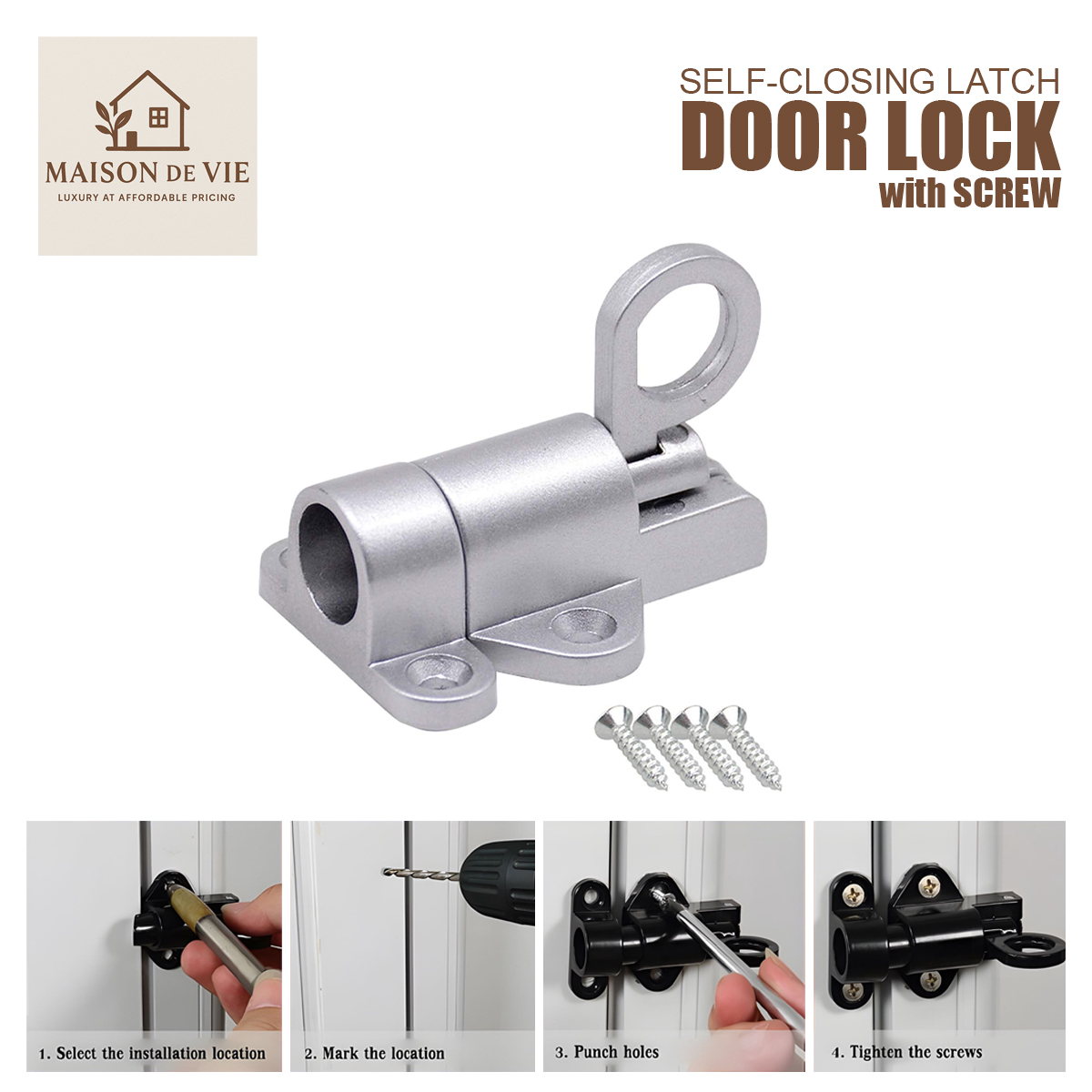 1Pc Self-Closing Latch Door Lock with Screw (Random Color) | Shopee ...