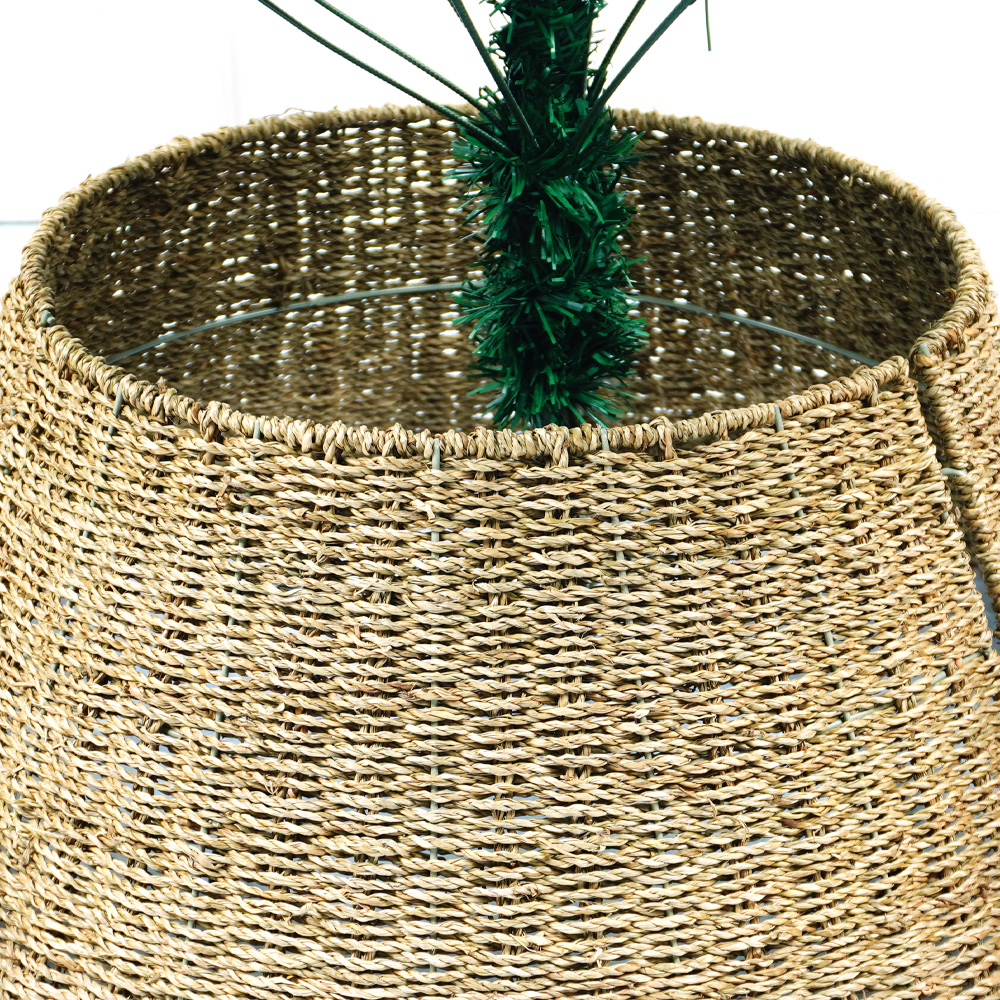 Straw rope Christmas Tree Collar Rustic Handcrafted Natural Woven Xmas ...