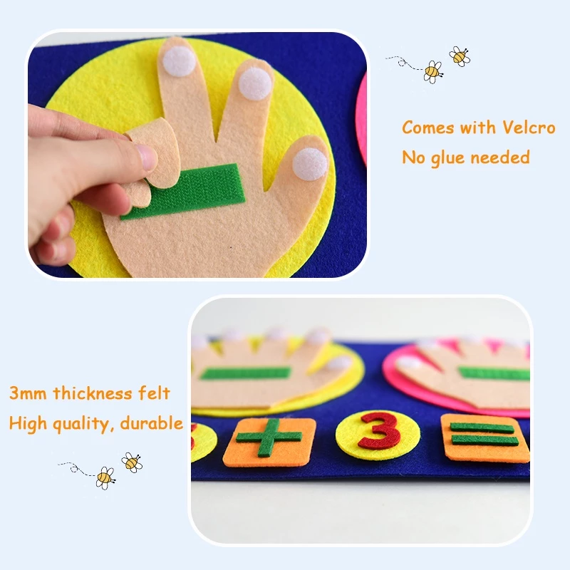 Montessori Counting Toy Felt Finger Number Math Board Children Addition ...