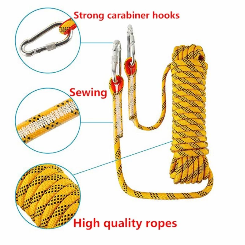Static Utility Rope Hiking Rope 10mm Free Carabiners Hammock Rope ...