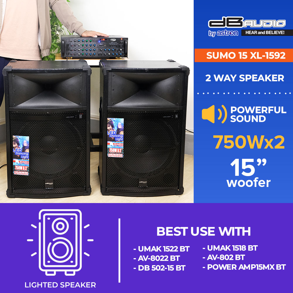 DB Audio by Astron SUMO-15 | 2 way speaker | Powerful sound | 750w x 2 ...