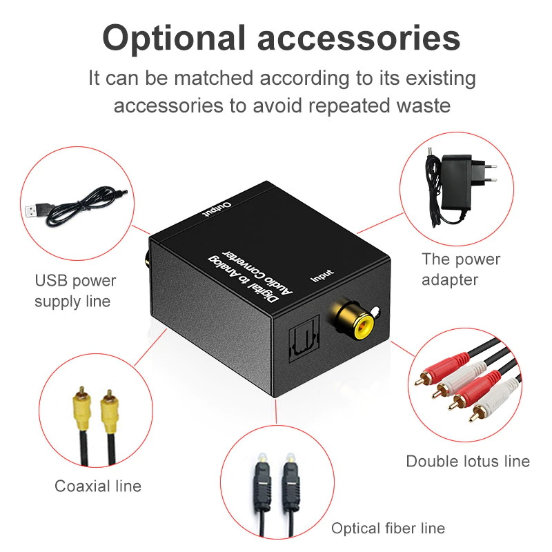 Digital to Analog Audio Converter - Optical Coaxial Toslink to RCA L/R ...
