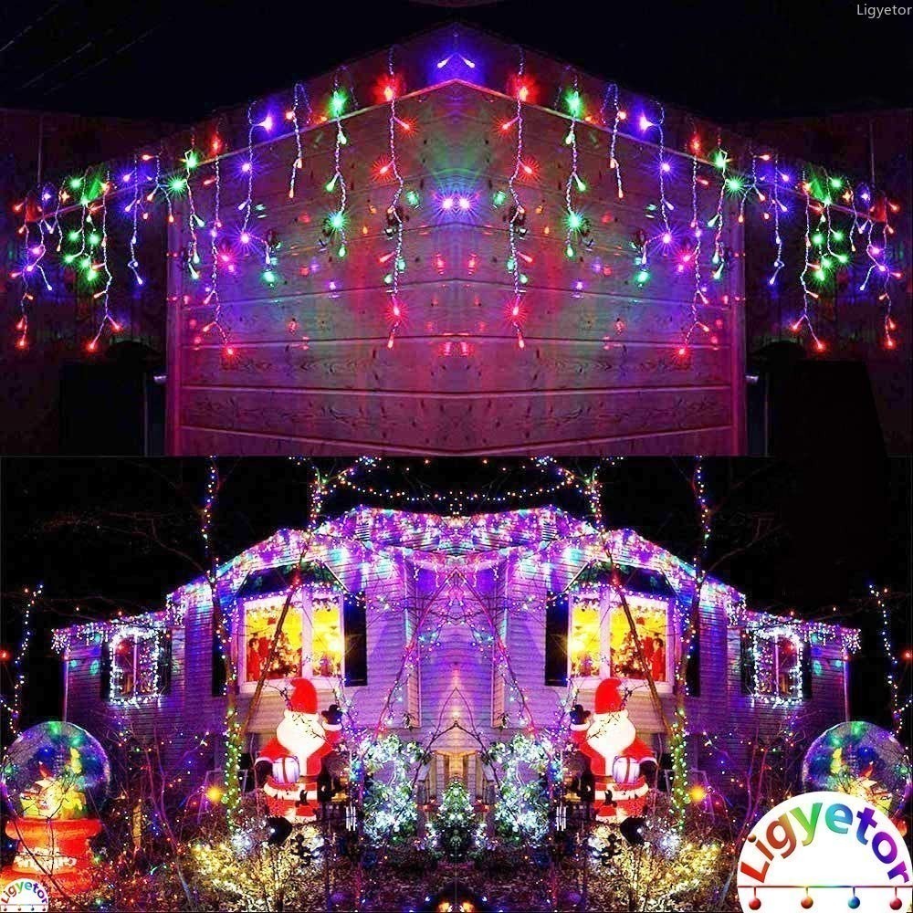 Solar/Plug Fairy Icicle Lights 200LED Outdoor Waterproof Christmas ...