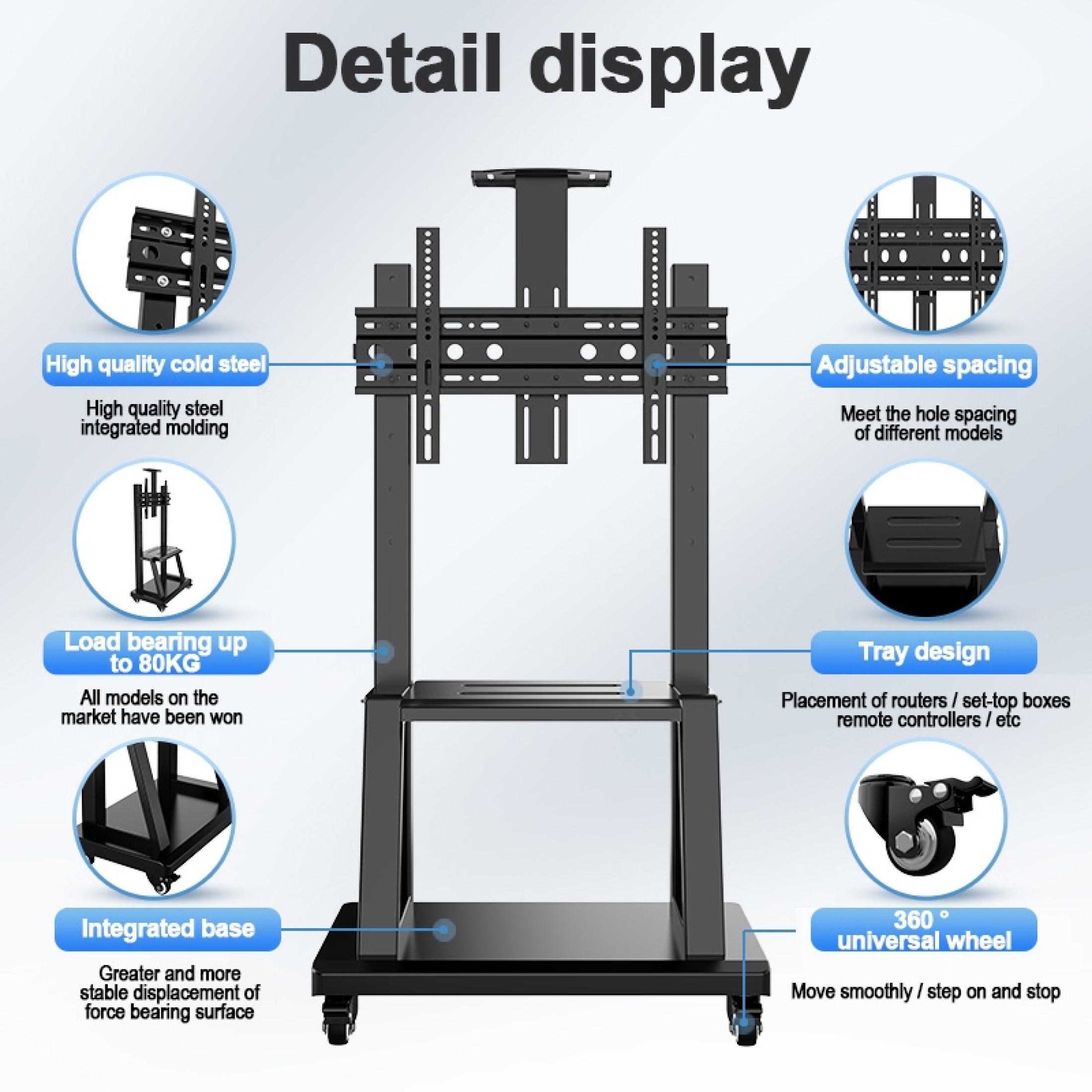 Movable TV Stand With Wheels Suitable For Monitor 32-75 Inch Screen TV ...