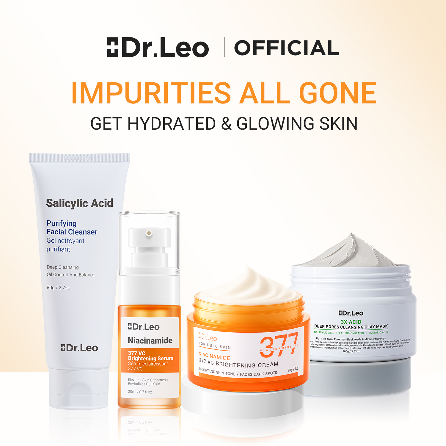 Dr.Leo Skin Brightening Sets with 377 cream & 377 serum & 3X Clay Mask ...