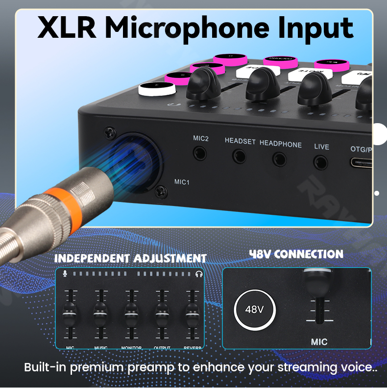 RAYHAYES RJ-F4 Soundcard Mixer Bluetooth Mic For Phone Pc Live Complete ...