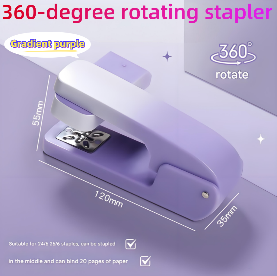 Gradient Color 360 Degree Rotating Stapler Portable Multifunctional ...