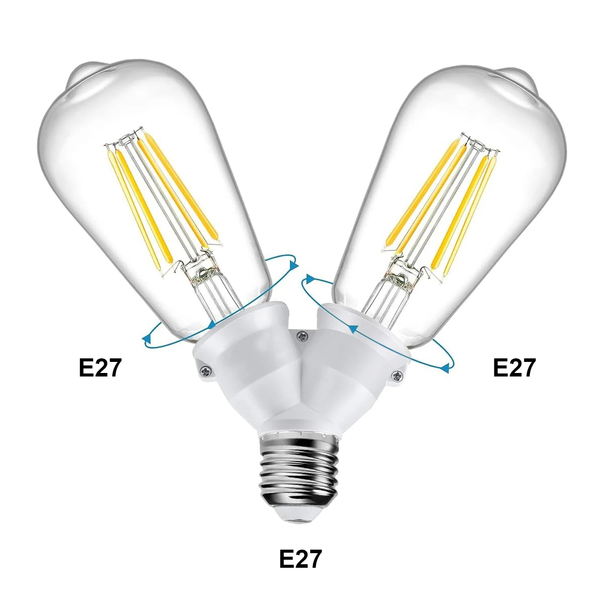 Screw E27 LED Base Light Lamp Bulb Socket E27 to 2-E27 Splitter Adapter ...
