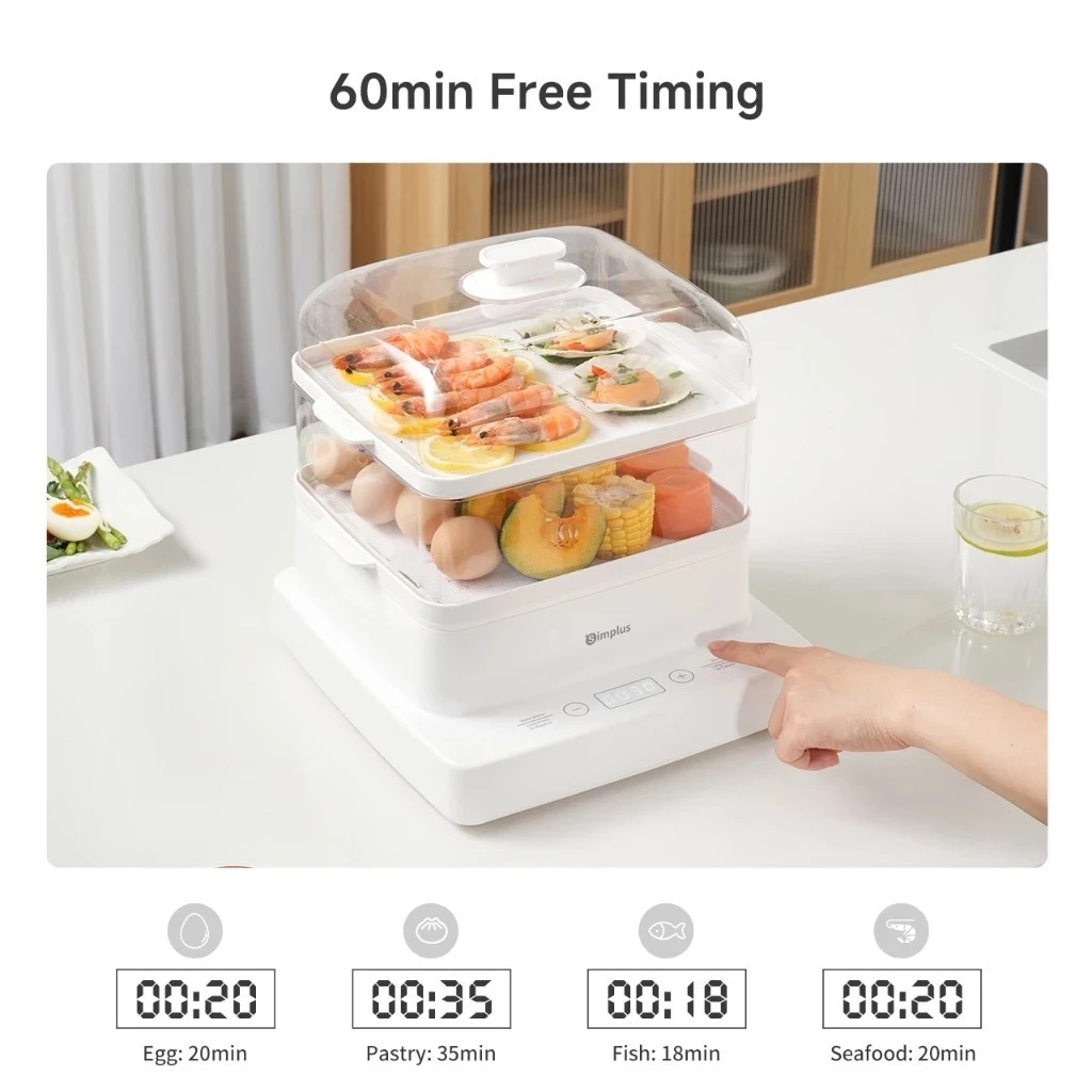 Simplus Electric Food Steamer Multifunction Smart Timer (3 Layers 1200W ...