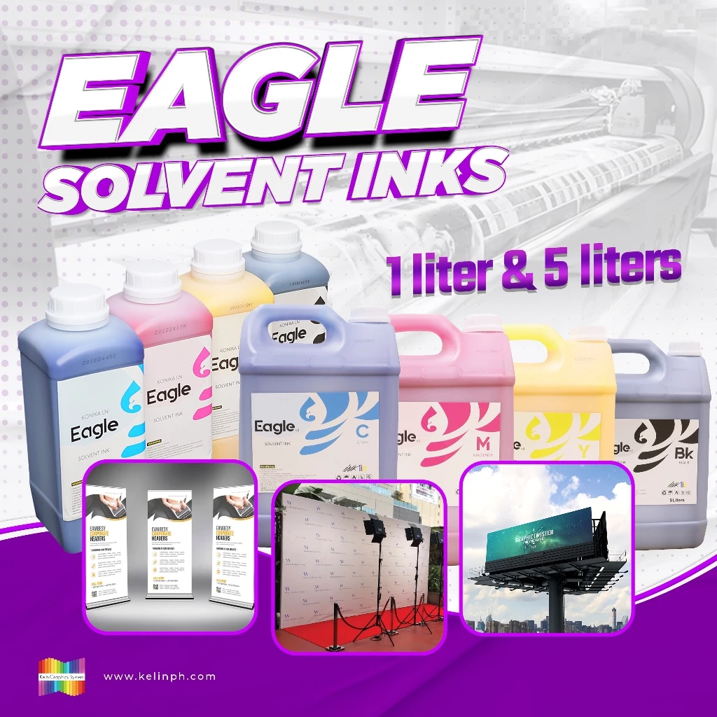 KELIN Eagle Solvent Ink CMYK 5L for 14–42PL Solvent Printers, Large ...