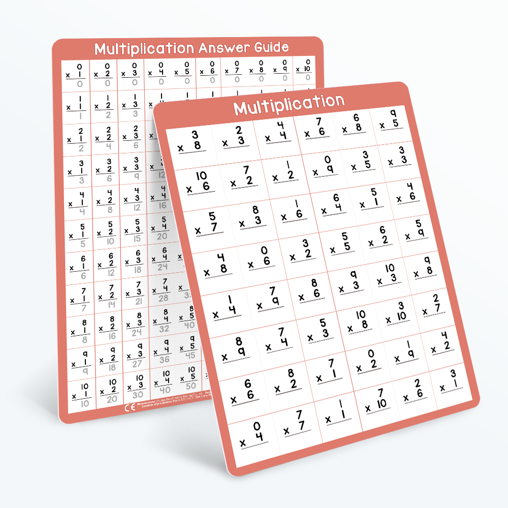 4Pcs Multiplication Division 0-10 Math Learning Chart for Kids ...