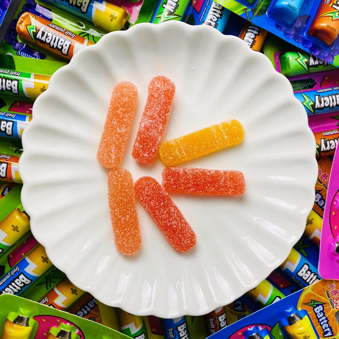 30 Pcs Battery Fruit Gummy Sugar Coated Assorted Fruity Flavor Chewy ...