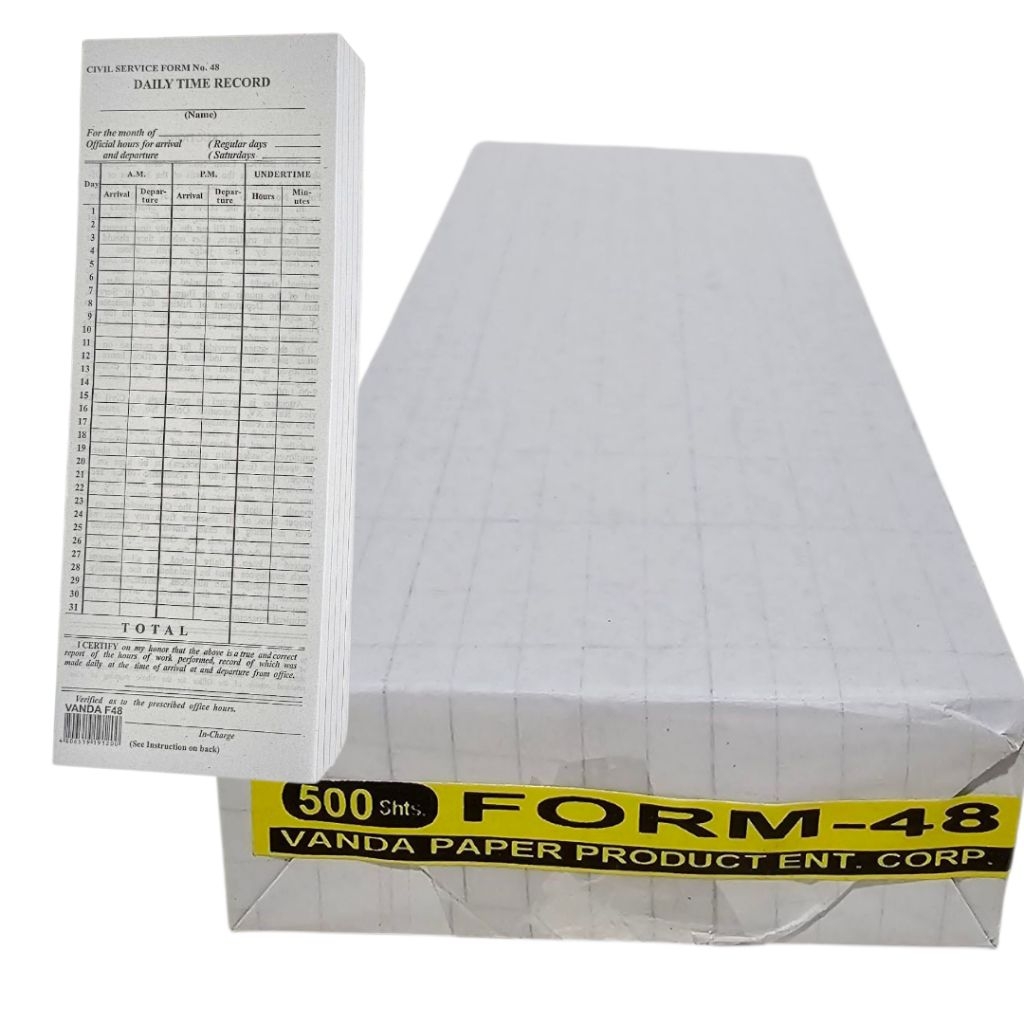 Vanda Daily Time Record Form 48- 500 Sheets | Shopee Philippines